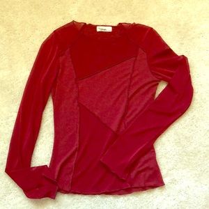 Maroon, see through top